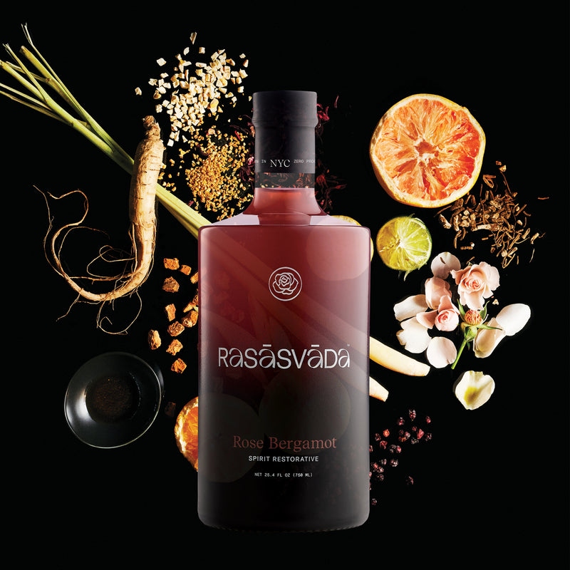 Rasasvada Rose Bergamot bottle with ingredients